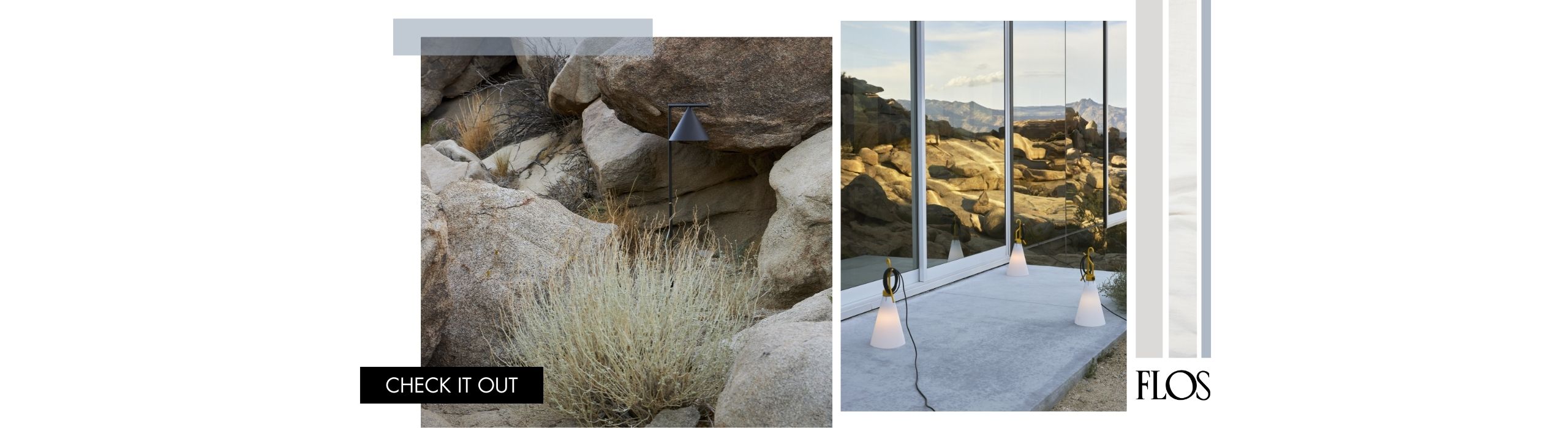 Outdoor lamps placed in the rocky nature