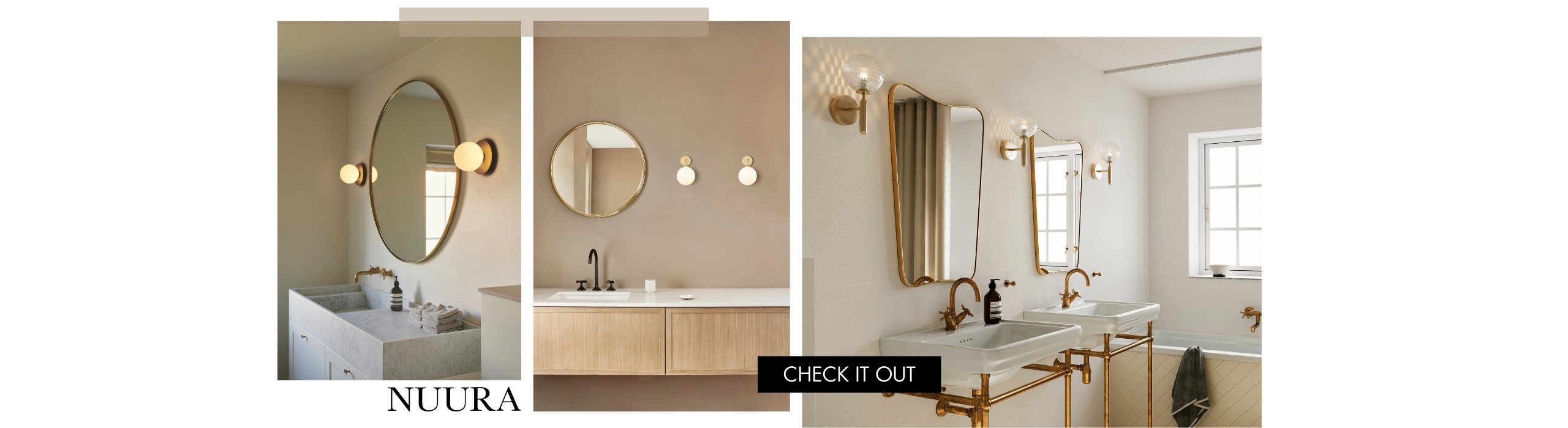 Bathroom wall lights in beige, gold style bathroom